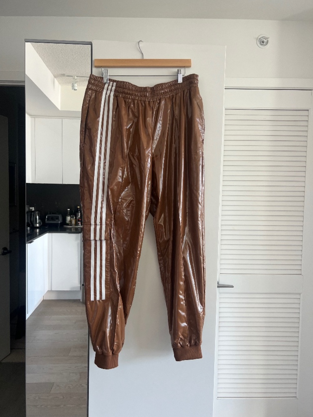Adidas Patent leather baggy pants
